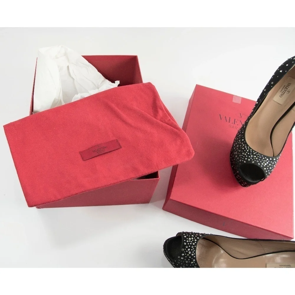 Valentino Runway Black Crystal Platform Pumps 39.5 - Picture 7 of 8